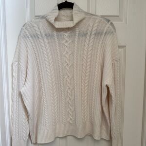 Ralph Lauren Cream Cashmere Blend Cable Knit Sweater Size Large
